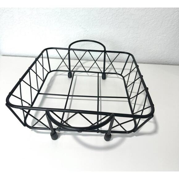 Temptations By Tara Black Casserole Square Wire Basket/Napkin Holder  8 in x 8in - Picture 2 of 7